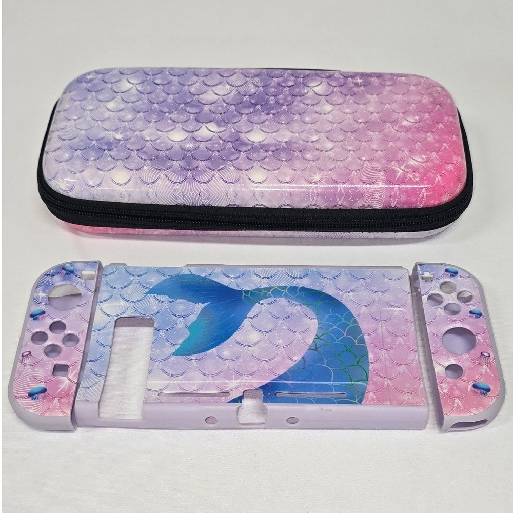 Mermaid Scales Pink Purple‎ Nintendo Switch Carrying Case and Console Shell Set